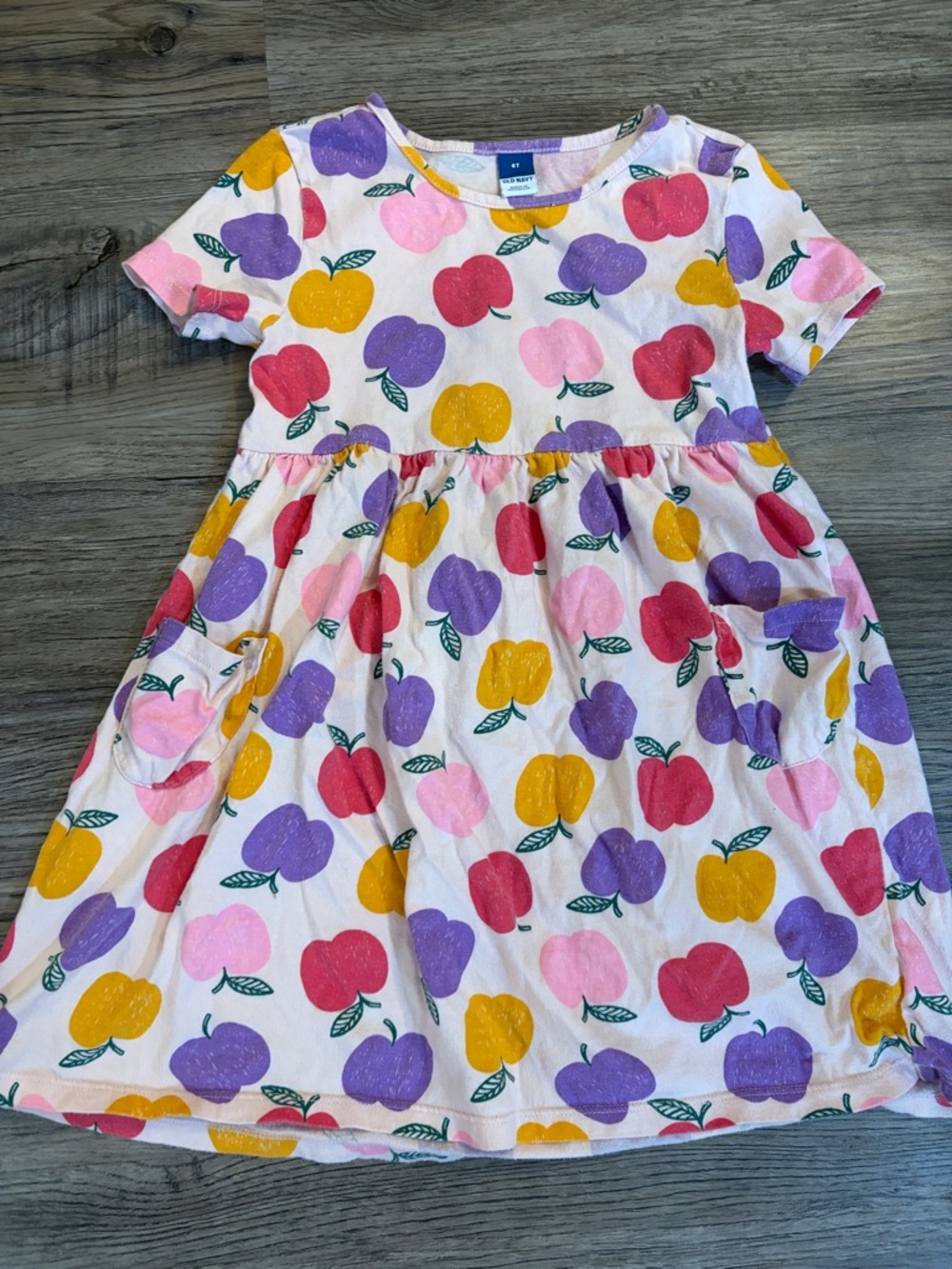 Old Navy Girls Cotton Apple Print Dress - Pink, Purple, Red, Yellow